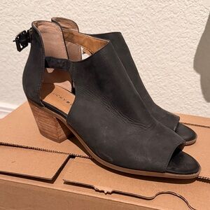 Lucky Brand Black Peep Toe Heeled Booties